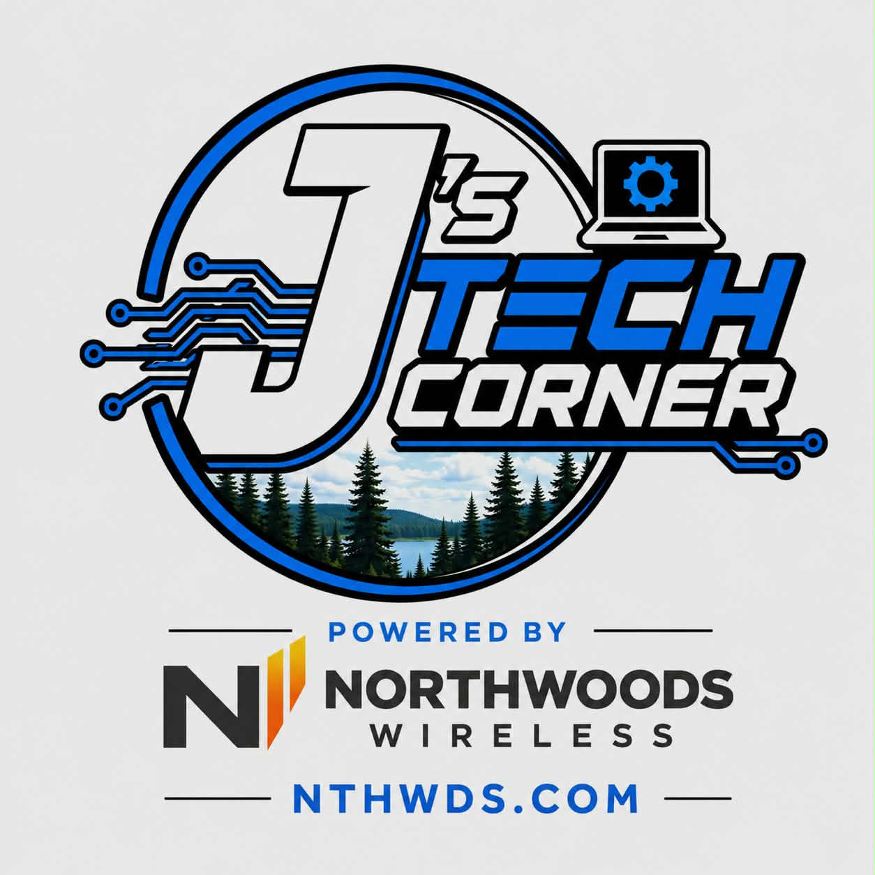 JS Tech Corner logo, powered by NorthWoods Wireless, Northeast Wisconsin
